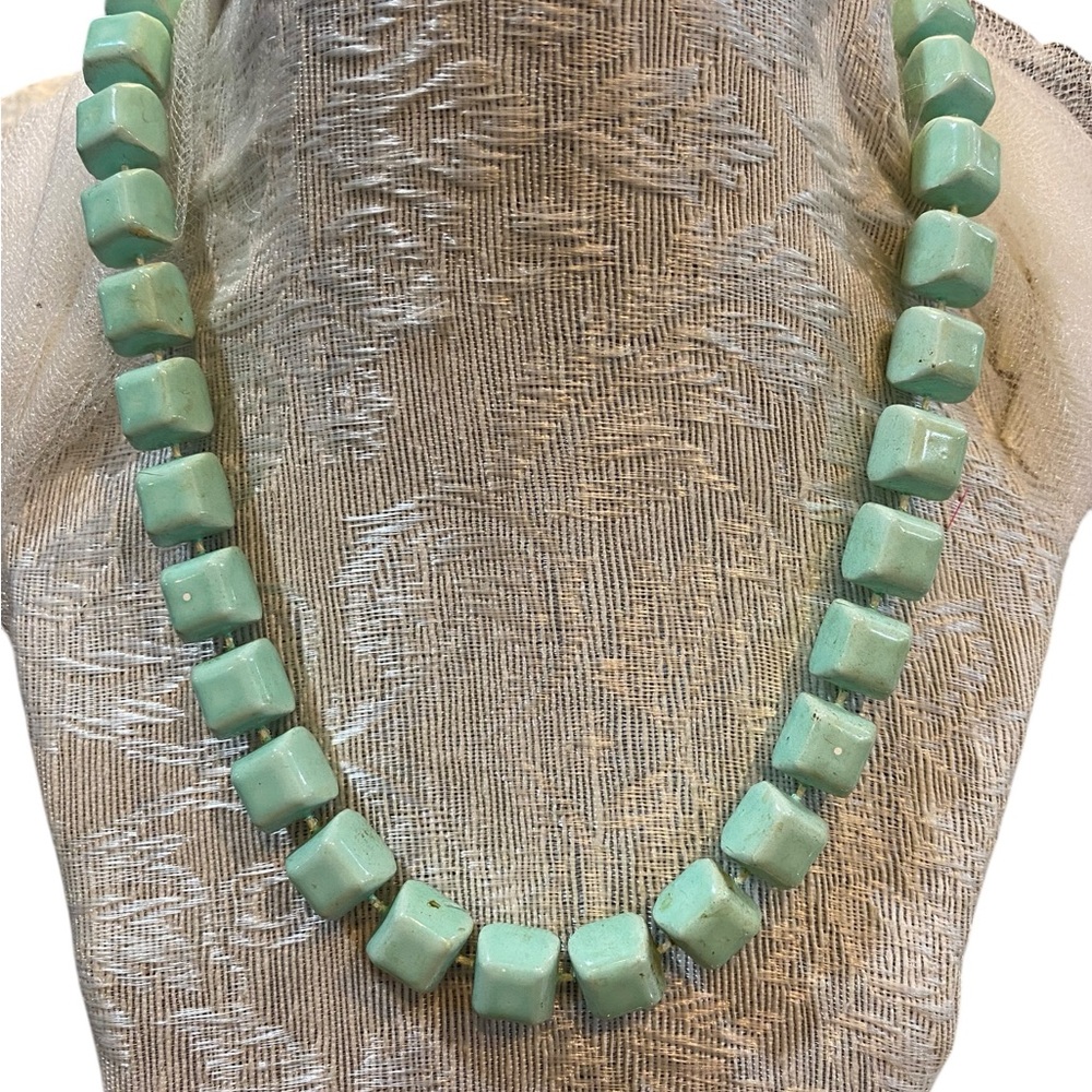 Vintage Square cube Bead Necklace 18 inch